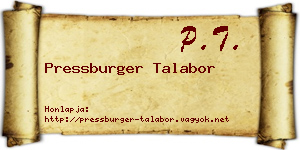 Pressburger Talabor névjegykártya